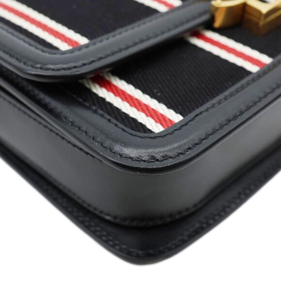 Yves Saint Laurent Solferino Striped Canvas Shoulder Bag Black - Picture 8 of 12